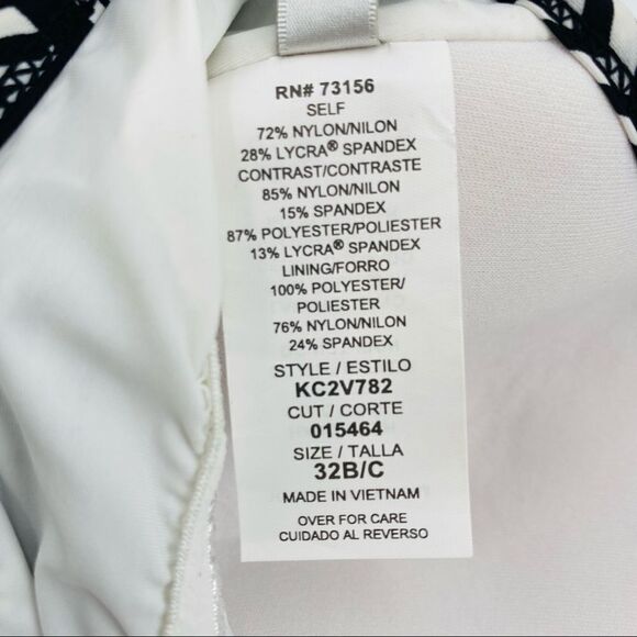 Kenneth Cole black and white geometric mod print tankini top size small/32B - Picture 7 of 7